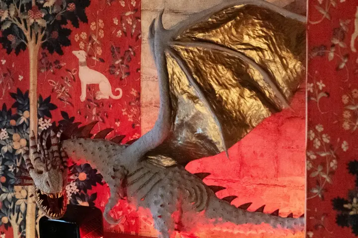 Le dragon sur le mur de tapisserie